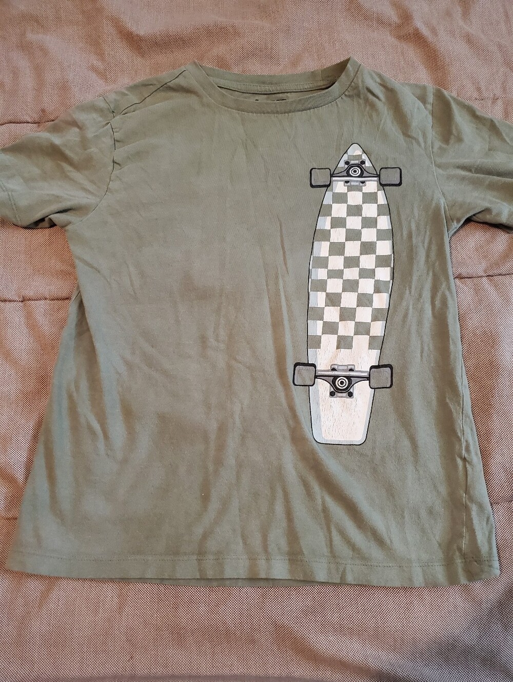Tony Hawk Boys Olive Green Skateboard Checkerboard Graphic T-Shirt Size M 10/12